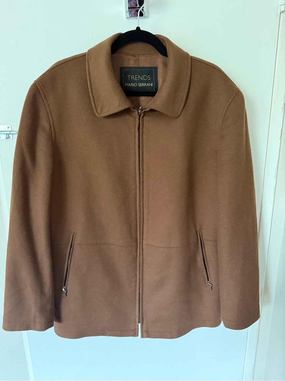 Mario Serrani Trends Men’s Wool Cashmere Jacket Brown Full Zip Size 42R